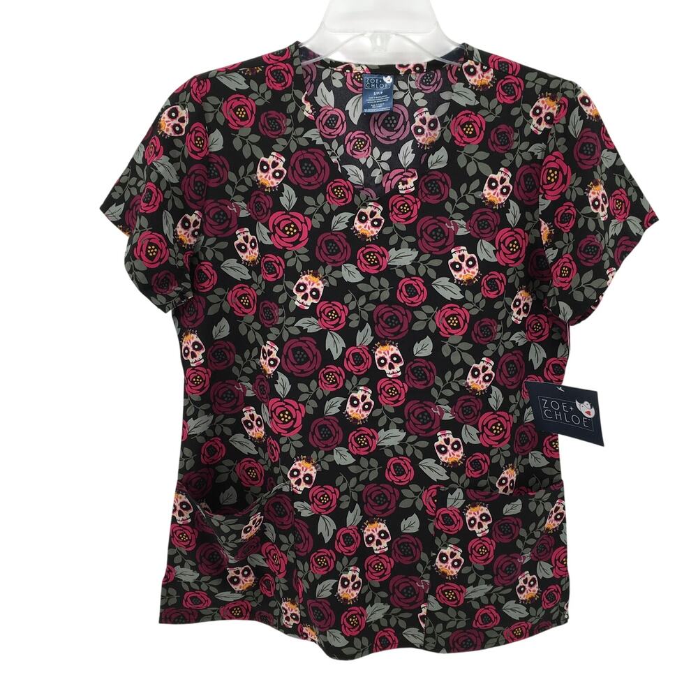 Zoe + Chloe NWT Small Sugar Skull Rose Dia de los Muertos Top Shirt Nursing